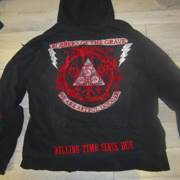 Artful Dodgers "Robbers of the Grave" Embroidered Vintage Zip Up Hoodie - Picture 1 of 10